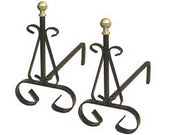1coppia alari per camino con pomoli in ottone - cm.19x31x30h. cod:ferx.fer253352