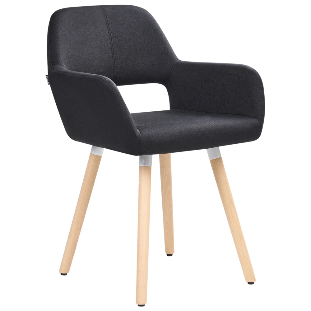 Set di 2 sedie da pranzo rivestimento in tessuto Nero gambe in legno chiaro stile moderno eclettico