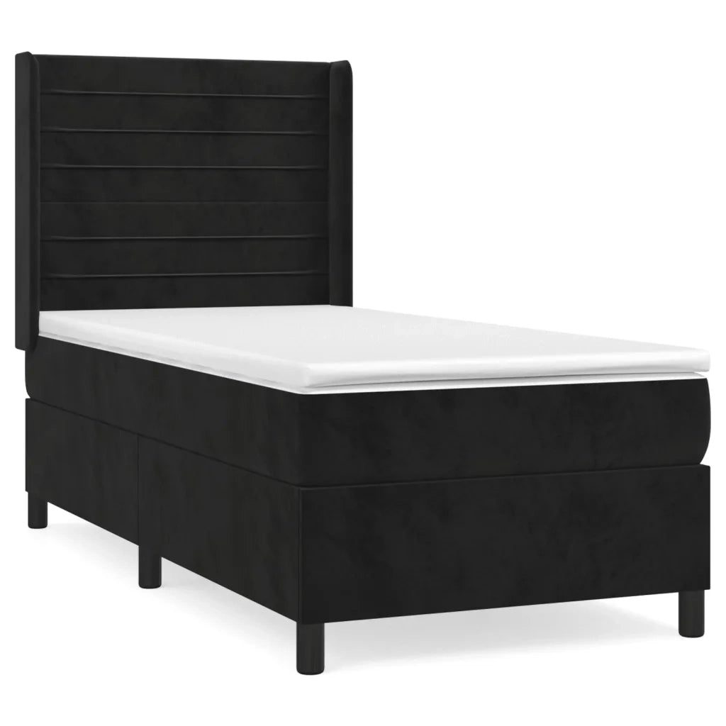 Giroletto a Molle con Materasso-Struttura Letto Nero 80x200 cm in Velluto 167485