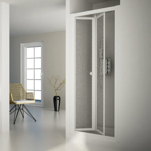 Porta Doccia 95 cm 1 Anta Scorrevole a Libro in Acrilico H185 cm Dorini Bianco