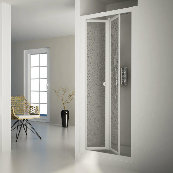 Porta Doccia 81 cm 1 Anta Scorrevole a Libro in Acrilico H185 cm Dorini Bianco