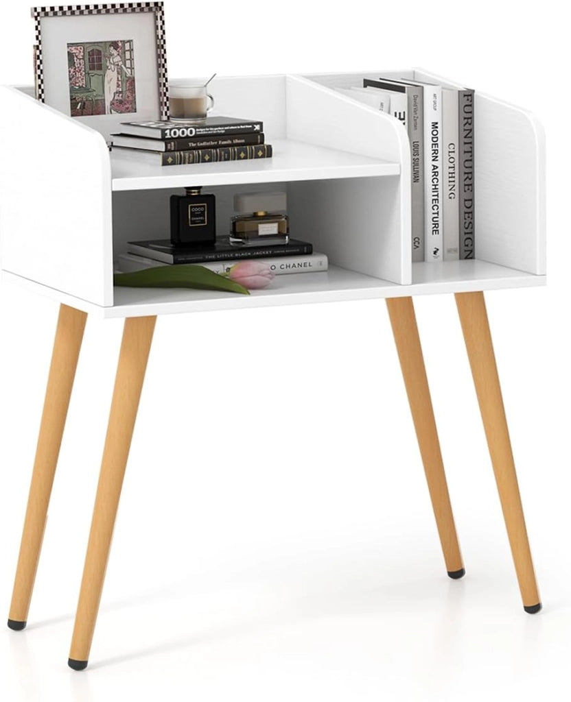 Set di 1/2 comodini per camera da letto, tavolino ausiliario con ripiani aperti, comodino con gambe in metallo, tavolo stretto per soggiorno, 50 x 32 x 58 cm (industriale x 2)