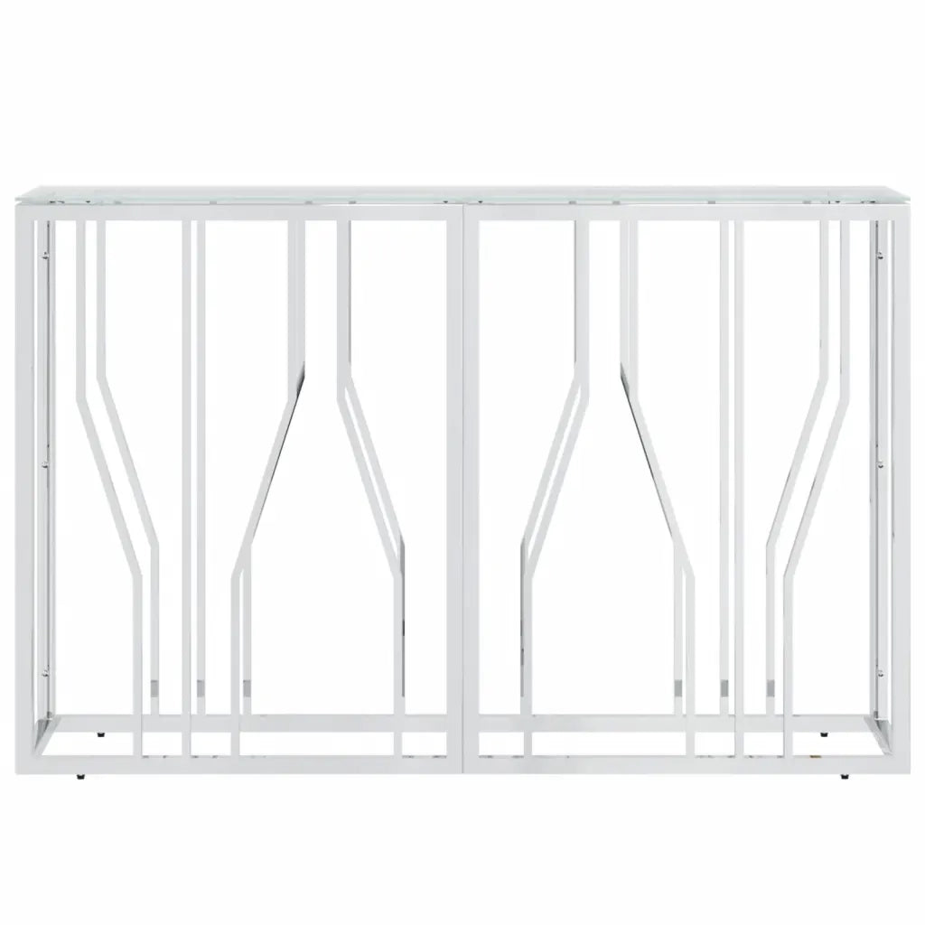 Tavolino Consolle 110x30x70 cm in Acciaio Inox e Vetro 350025