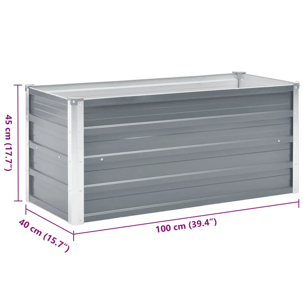 Letto Rialzato Giardino in Acciaio Zincato 100x40x45 cm Grigio cod mxl 53483