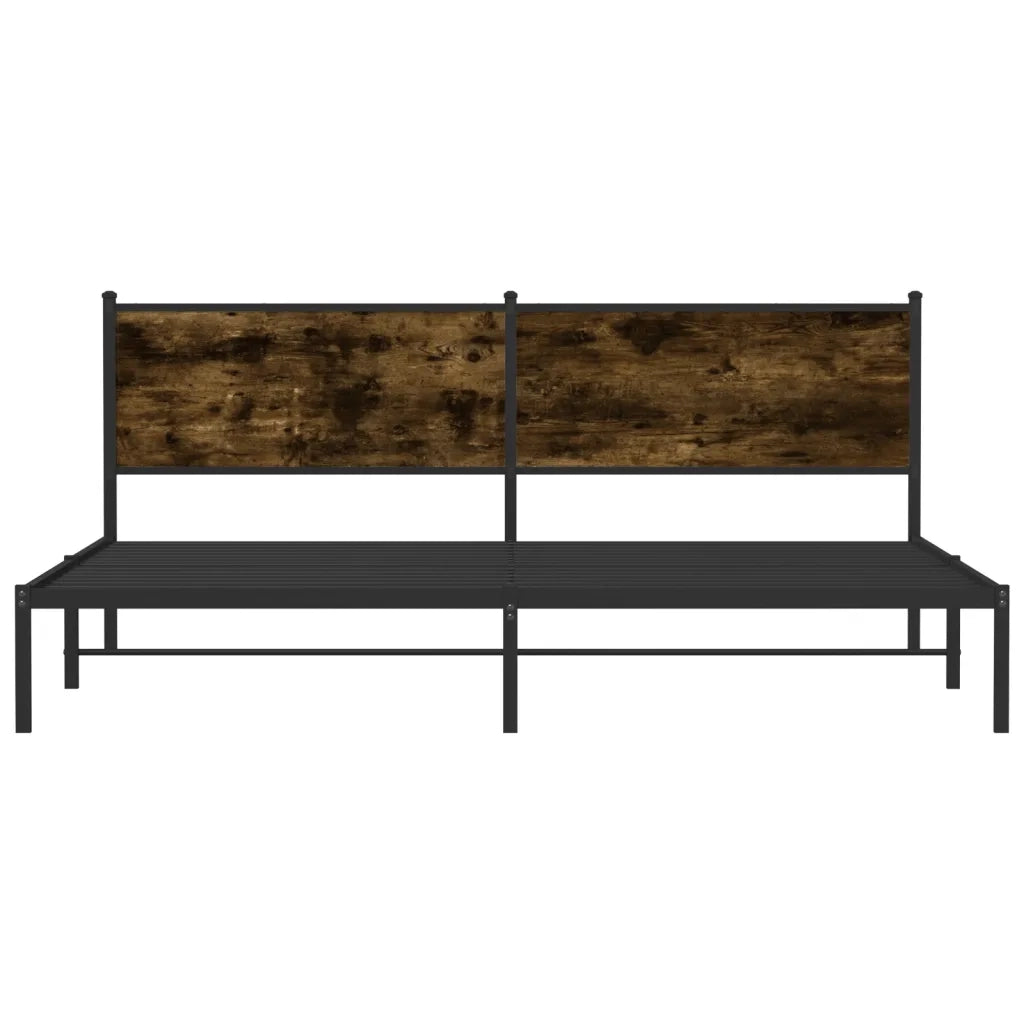 vidaXL Giroletto senza Materaso in Metallo Rovere Fumo 200x200 cm