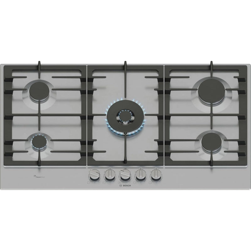 BOSCH PCR9A5I90 PIANO COTTURA DA INCASSO 92CM 5 FUOCHI A GAS GRIGLIE IN GHISA ACCIAIO INOSSIDABILE