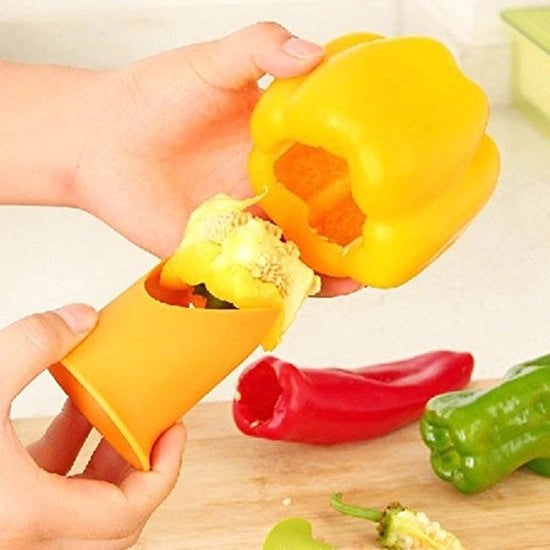 Correttore di Peperoni Creativo - Dimensione Maggiore per Peperoni/Tomate - Dimensione Minore per Jalapeno - 1 Set/2 Pezzi - Materiale PP - 7 x 7,6 cm - Correttore di Verdure