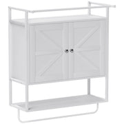 Armadietto Bagno Sospeso con Ante e Ripiano ¨C Zephmum ¨C Bianco 63x34x75 cm
