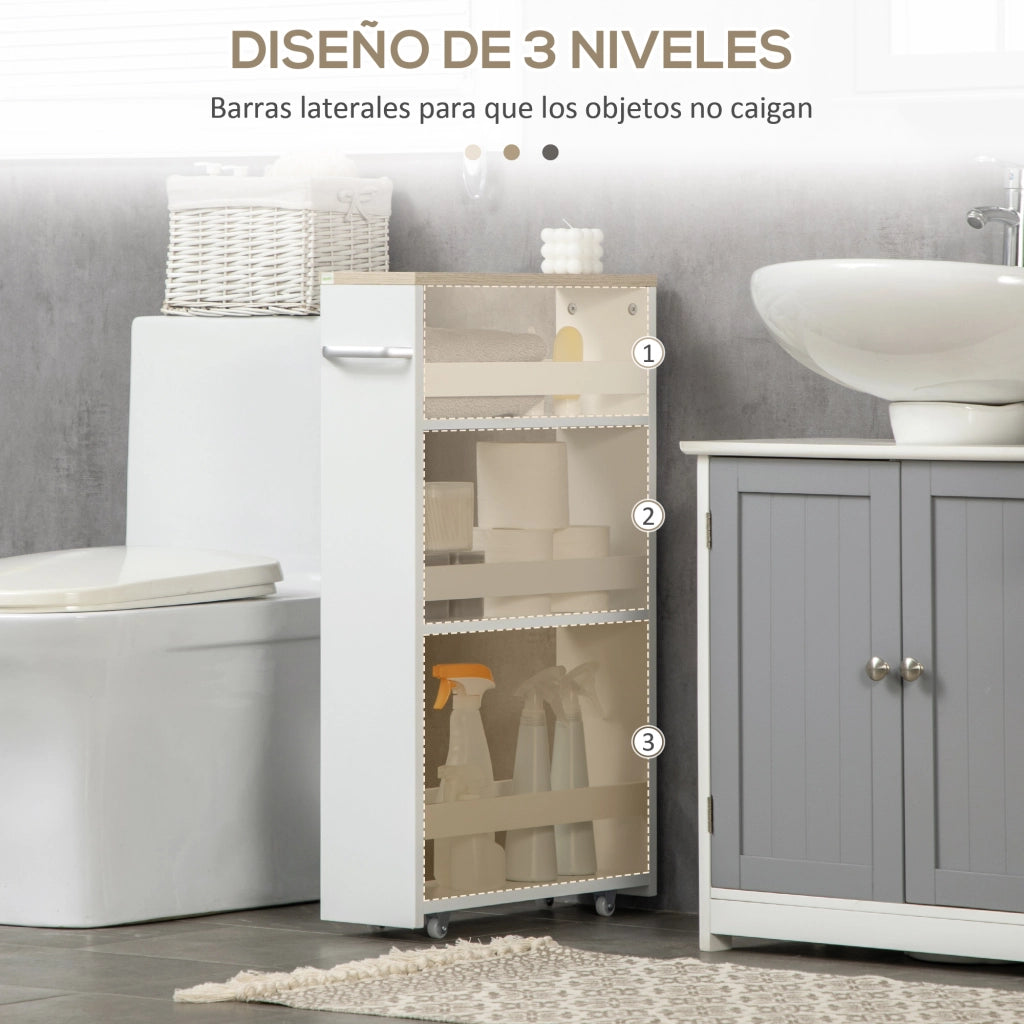 Carrello mobile da bagno con 3 ripiani ¨C zephmum ¨C 50x13x67,5 cm bianco