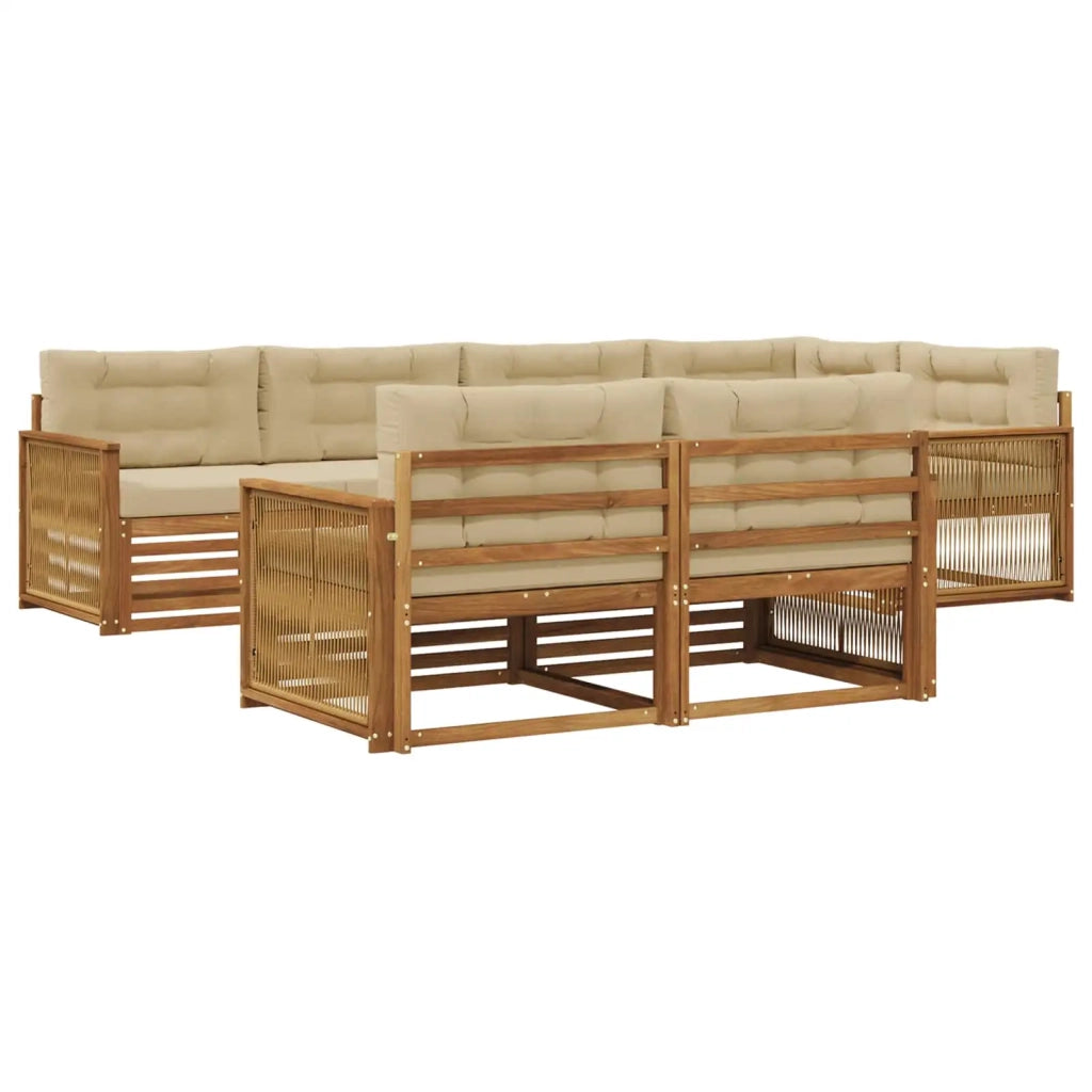 Set di divani da esterno 7 pz Naturale e Beige 3383481