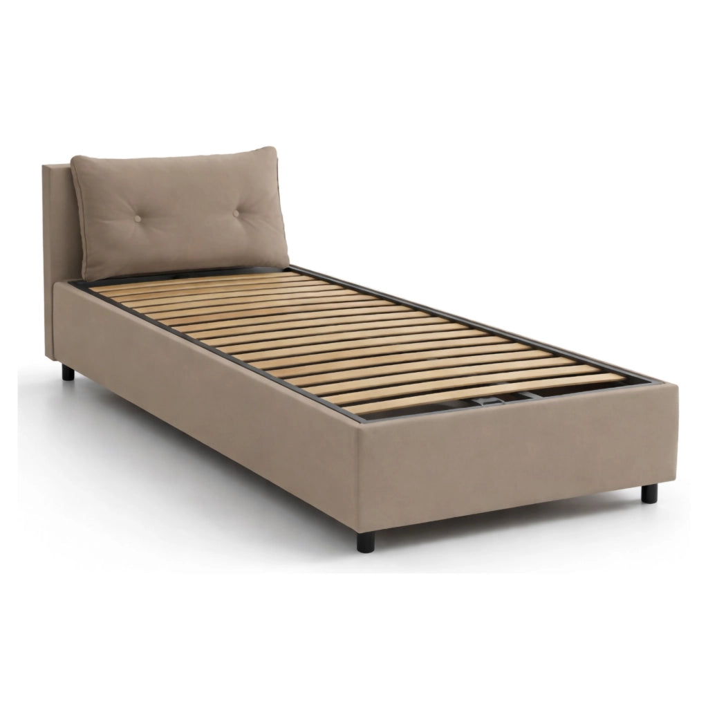 Ildegarda, Letto Singolo Contenitore Made in Italy, Grigio Tortora