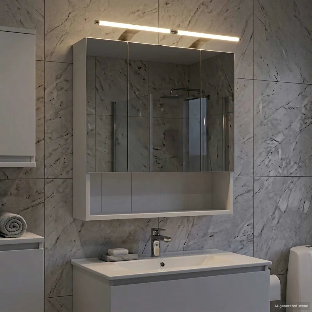Mobiletto per specchio da bagno Bianco 60 x 14.5 x 70 cm 889191