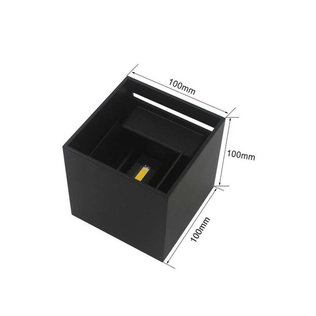 APPLIQUE NERO CUBO LED 10W FARETTO LAMPADA PARETE MURO LUCE FREDDO 6000K