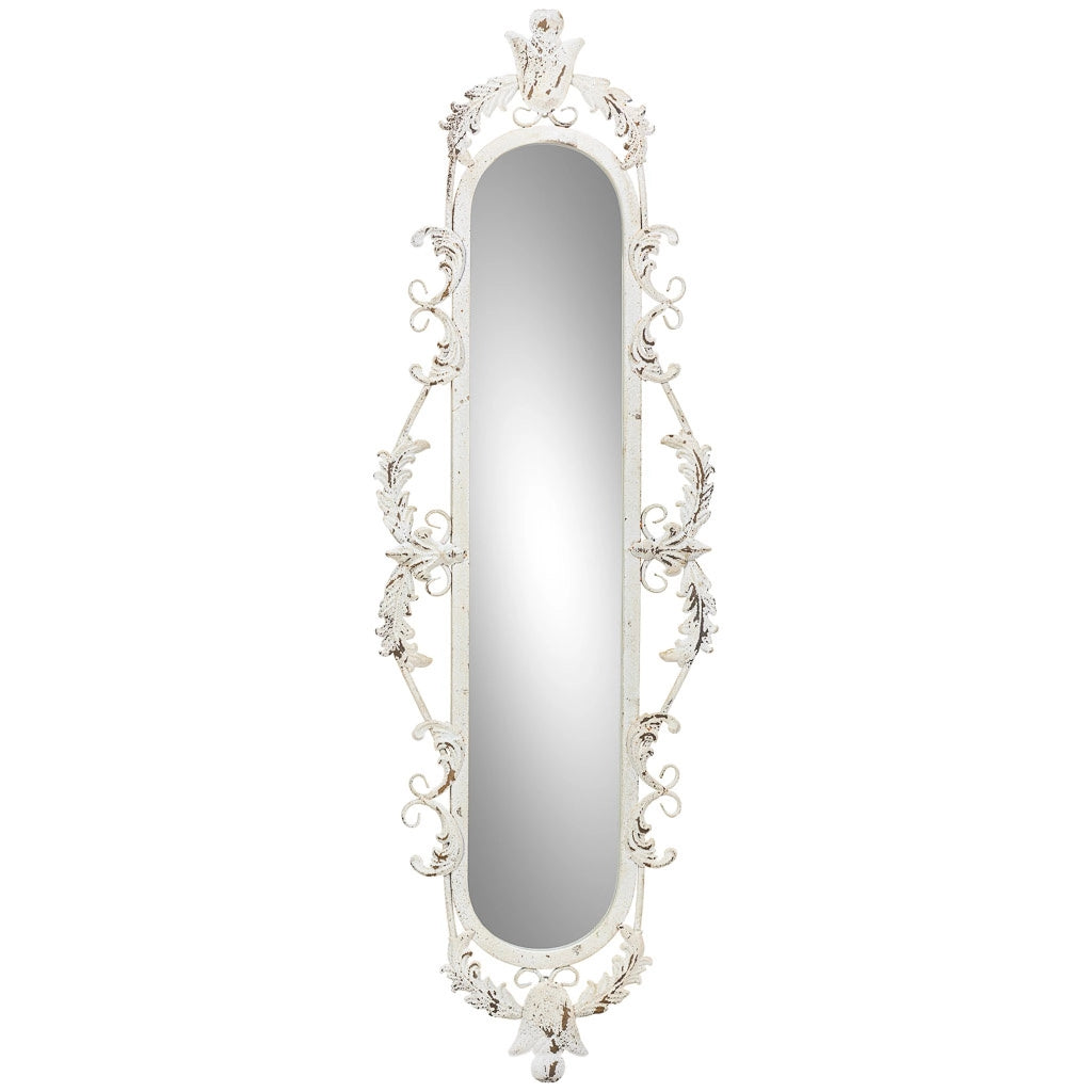 Specchio in legno e ferro bianco 41x2,5x128h cm