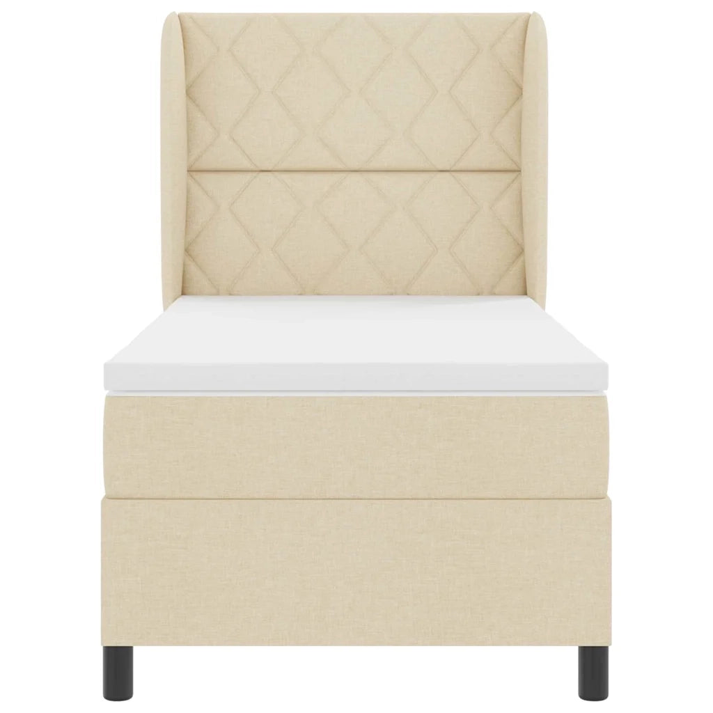 Letto a molle con testiera Crema 90 x 190 cm Tessuto 3340604