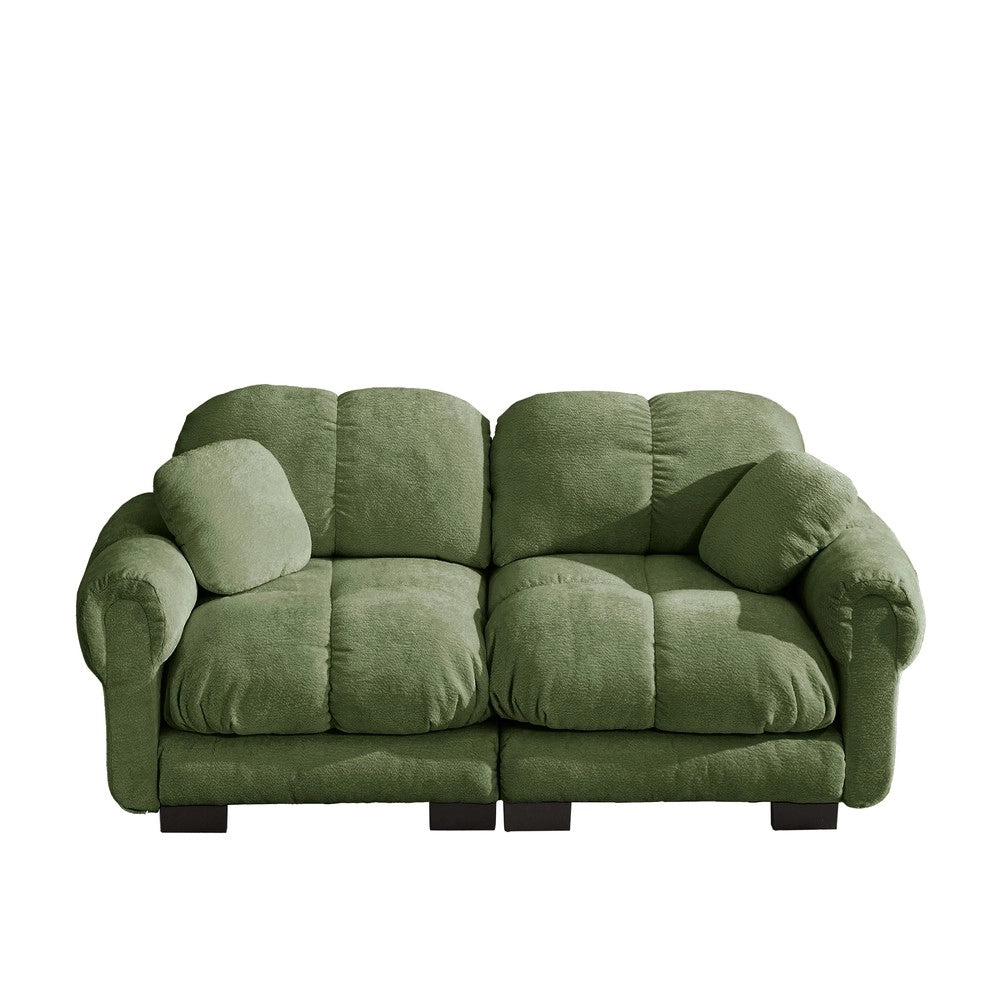 Divano 2 posti in tessuto trapuntato ¨C Minimal ¨C verde, con cuscini imbottiti