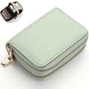 Portafoglio con chiusura a righello doppia - Portafoglio con texture, grande taschino in PU pelle - Verde