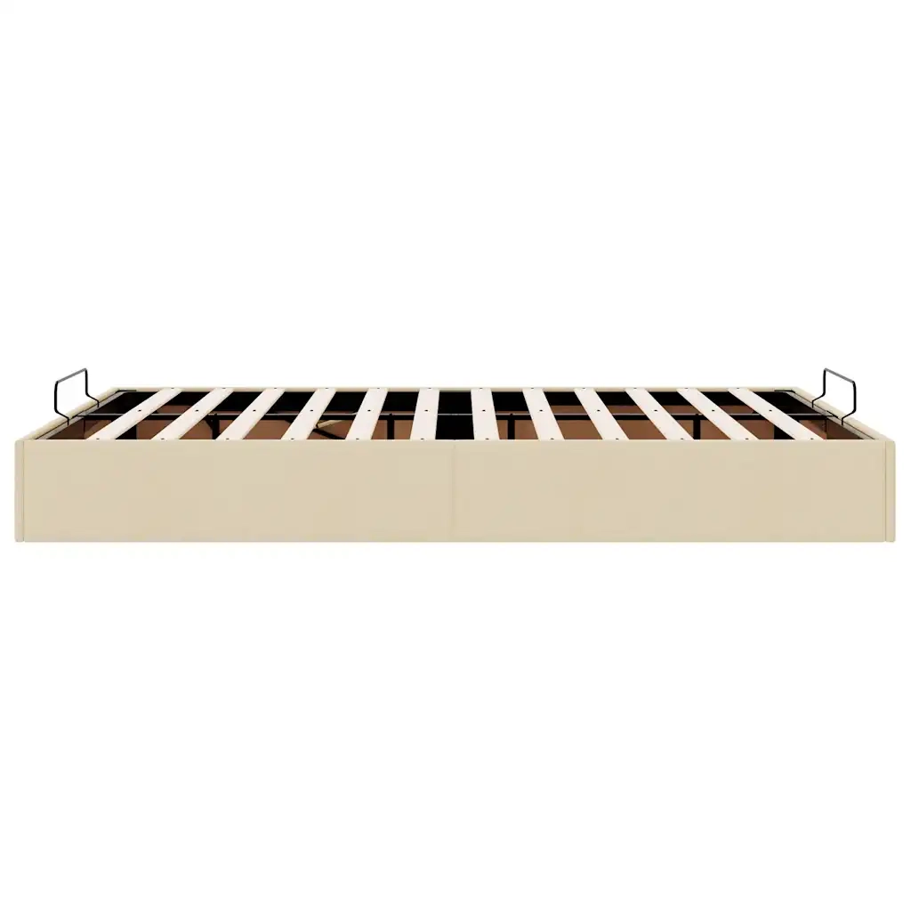 Struttura Letto Pouf senza Materasso Crema 140x190 cm Tessuto