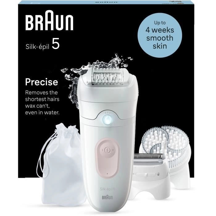 Epilatore elettrico - BRAUN - Silk-épil 5 - Depilazione facile - Pelle morbida a lunga durata - 5-060 - Bianco / Rosa