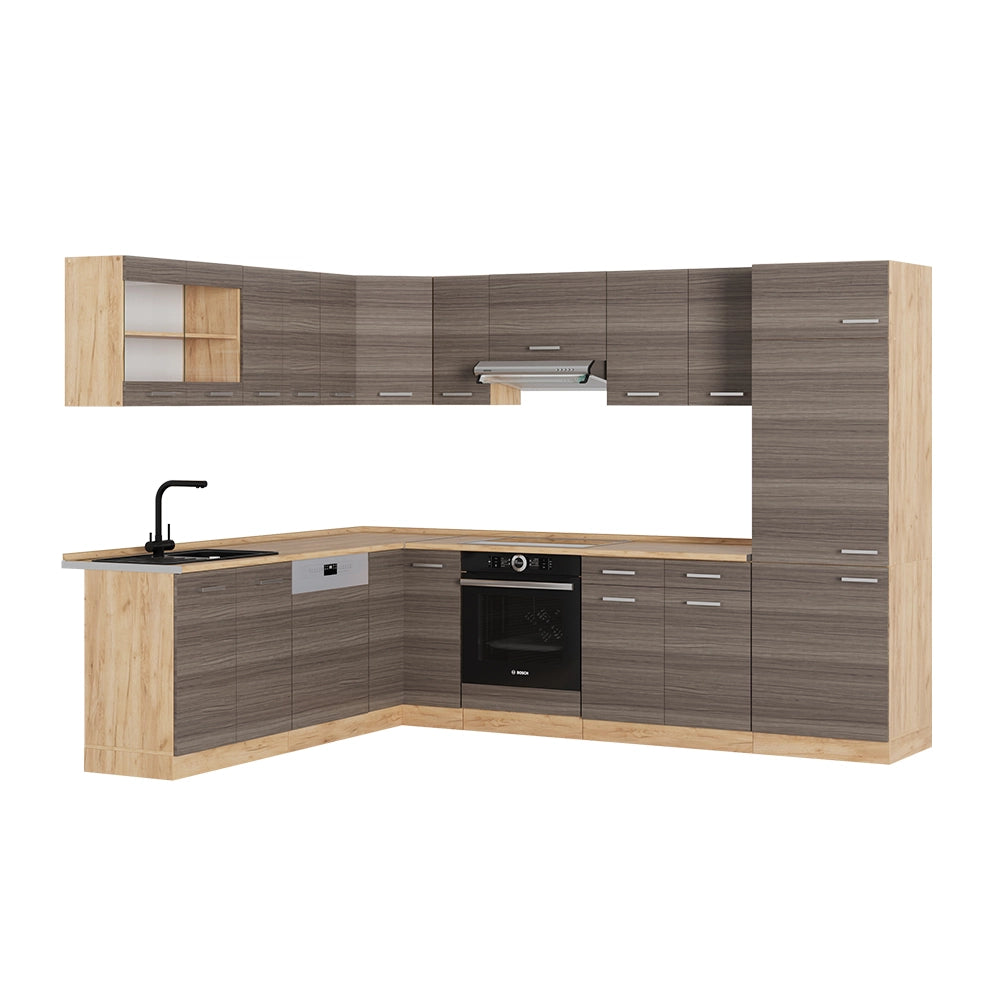 Vicco Cucina angolare completa Grigio nobile/rovere dorato 227 x 287 cm , PL Rovere