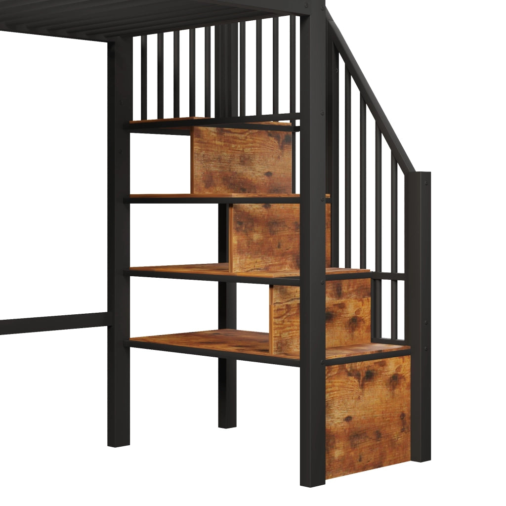 Letto a soppalco 90x200 cm con scala contenitore e area gioco
