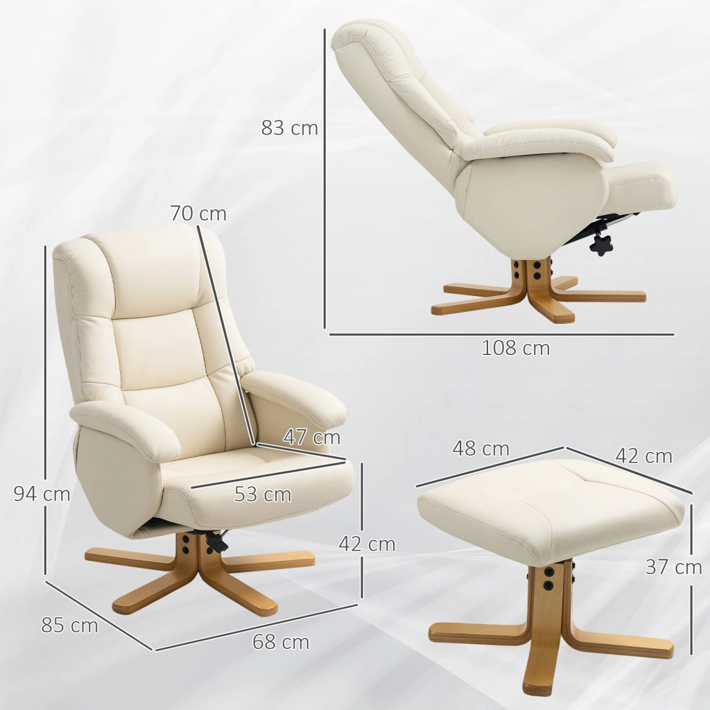 Poltrona relax reclinabile girevole 360¡ã con poggiapiedi ¨C zephmum ¨C crema 120 kg