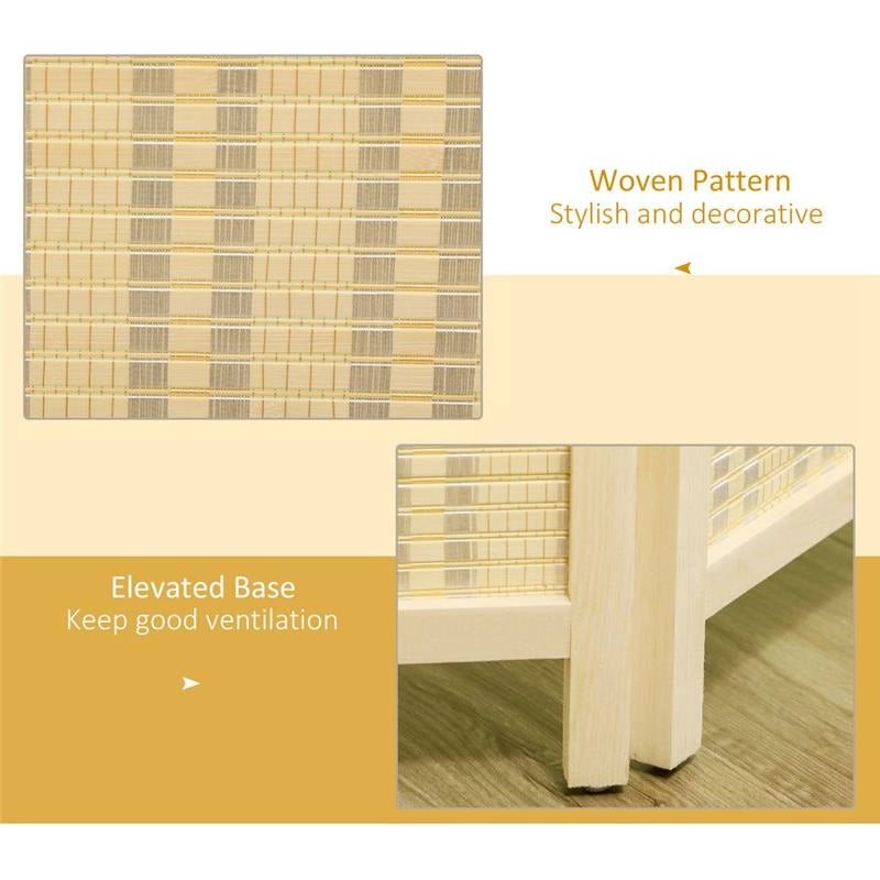PARAVENTO PIEGHEVOLE  DA INTERNO A 4 ANTE IN LEGNO E BAMBÙ H 180 CM NATURALE