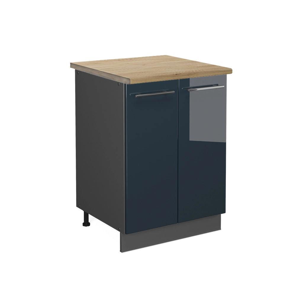 Mobiletto base cucina Fame-Line Blu scuro lucido/Antracite 60 cm, PL Rovere Vicco