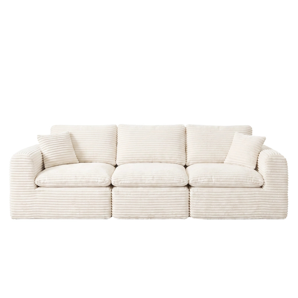 Divano modulare 3 in 1 - componibile con funzione letto - in tessuto a coste - beige