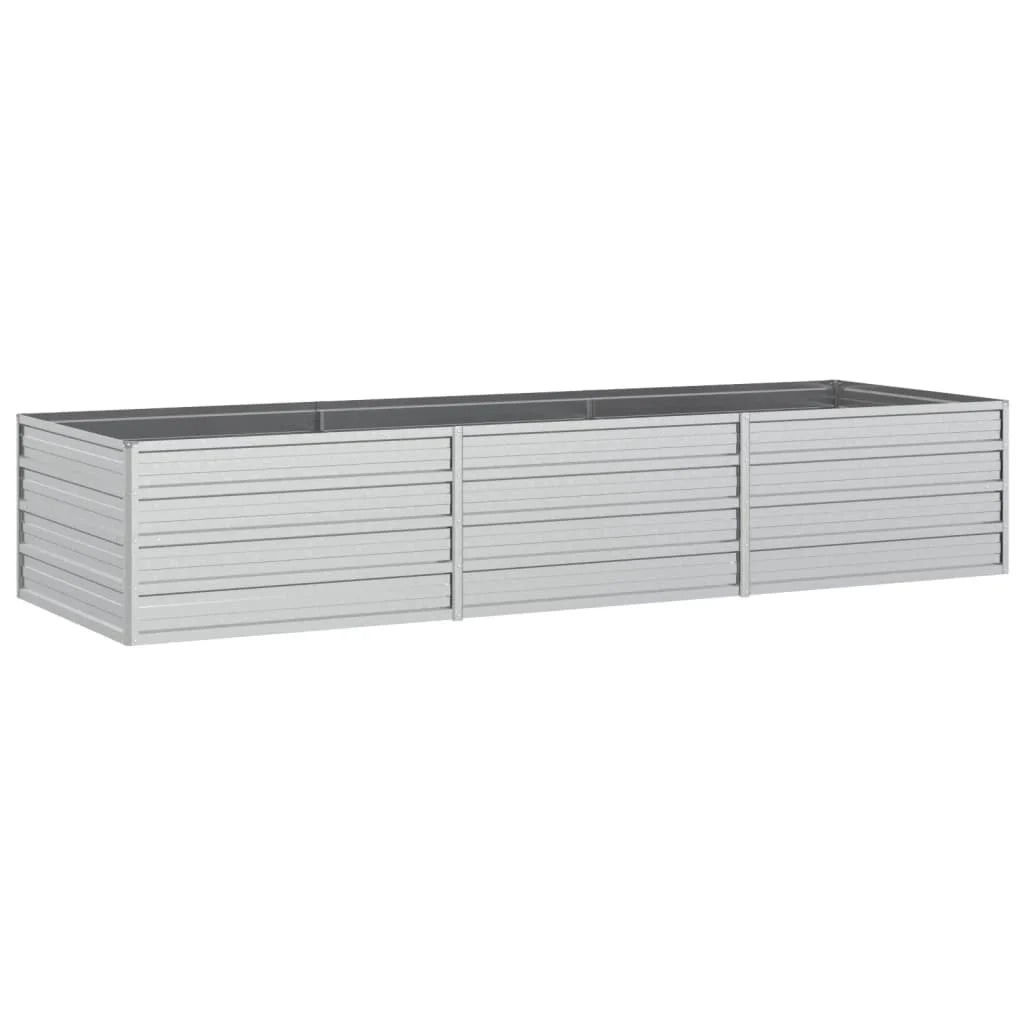 Fioriera rialzata per piante fiori patio giardino 240 x 80 x 45 cm acciaio zincato argento 02_0039413