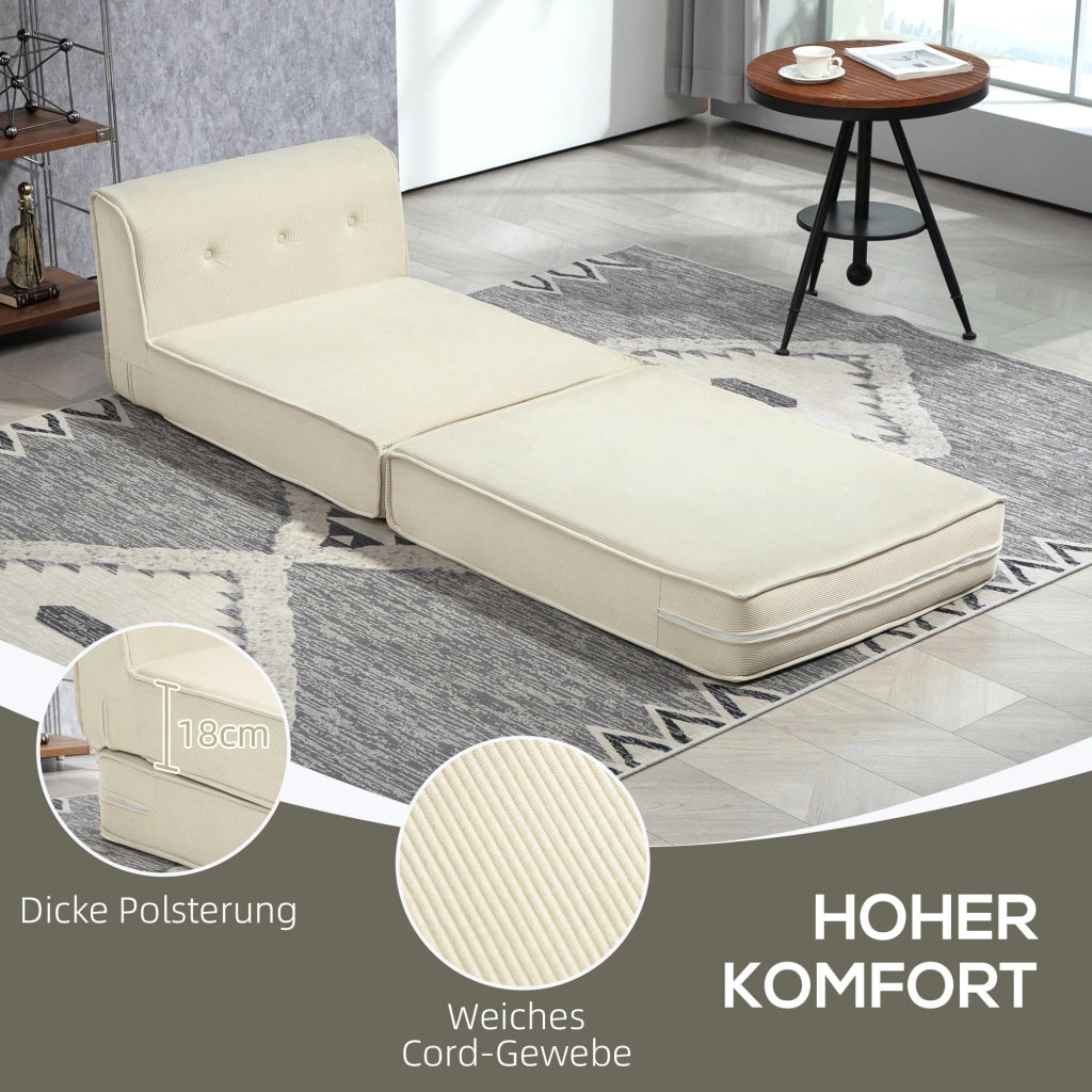 Divano letto a due posti ¨C zephmum ¨C crema, tessuto, 73x100x65 cm