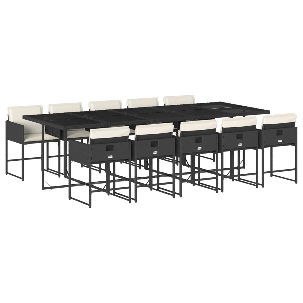 Set da Pranzo da Giardino 11 pz con Cuscini in Polyrattan Nero 3278057