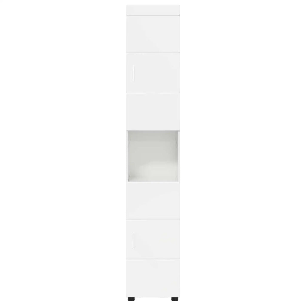 Set di Armadi da Bagno TULUM Bianco Lucido 37 x 31,5 x 203 cm