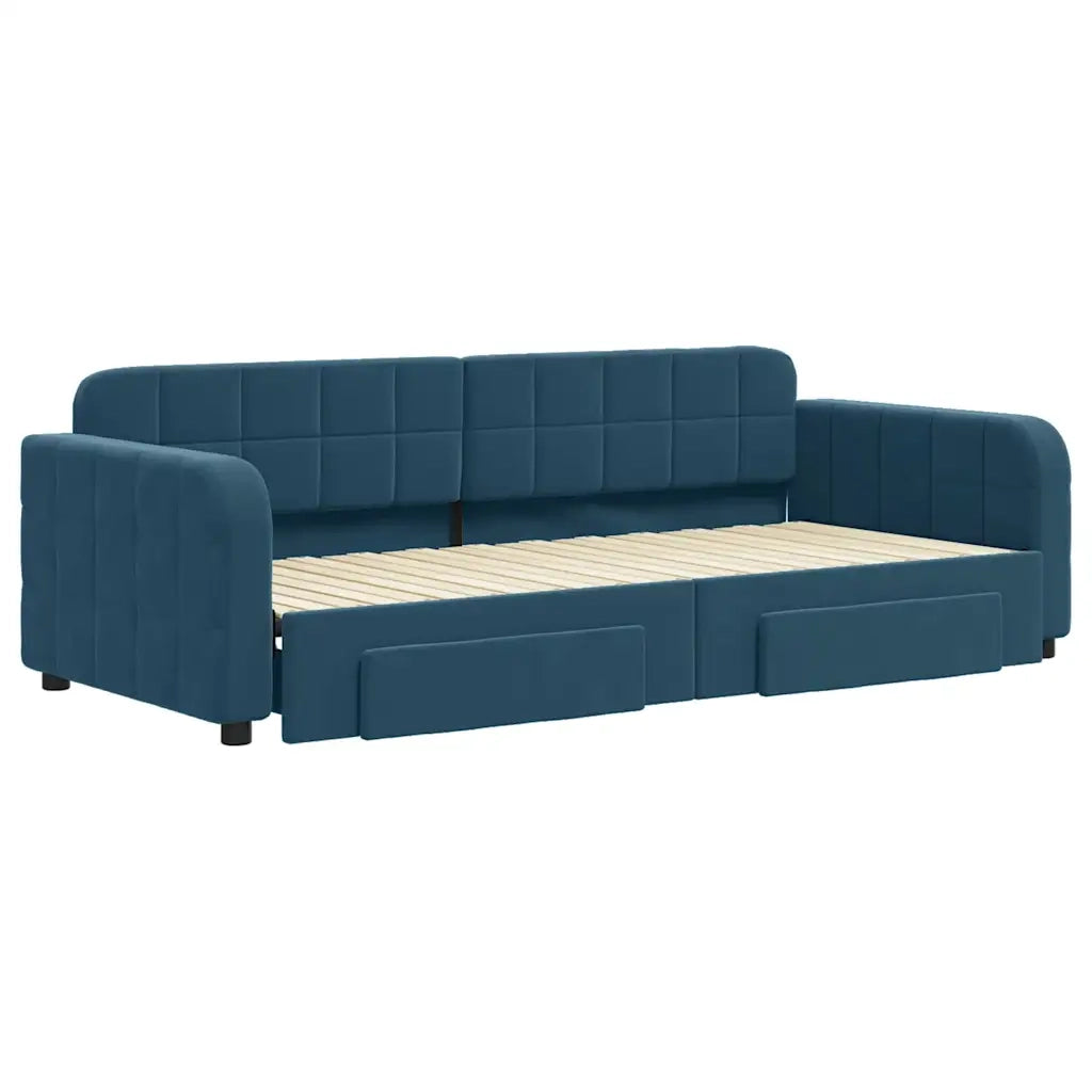 Divano Letto Estraibile con Cassetti-Sofa Letto-Daybed Blu 90x200 cm in Velluto 603490