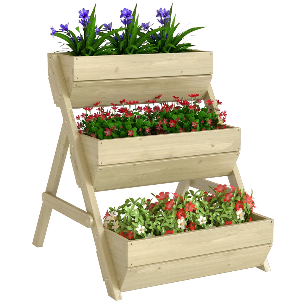 Vaso da Fiori Verticale a 3 Piani in Legno ¨C zephmum ¨C Verde