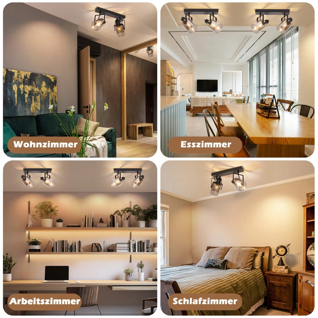 ZMH Faretto da soffitto 2 fiamme vetro grigio fumo E14 per camera letto
