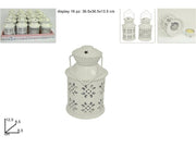 1 Pezzo Lanterna Decorativa Porta Tea Light Bianca 12,5 cm 2 Decori