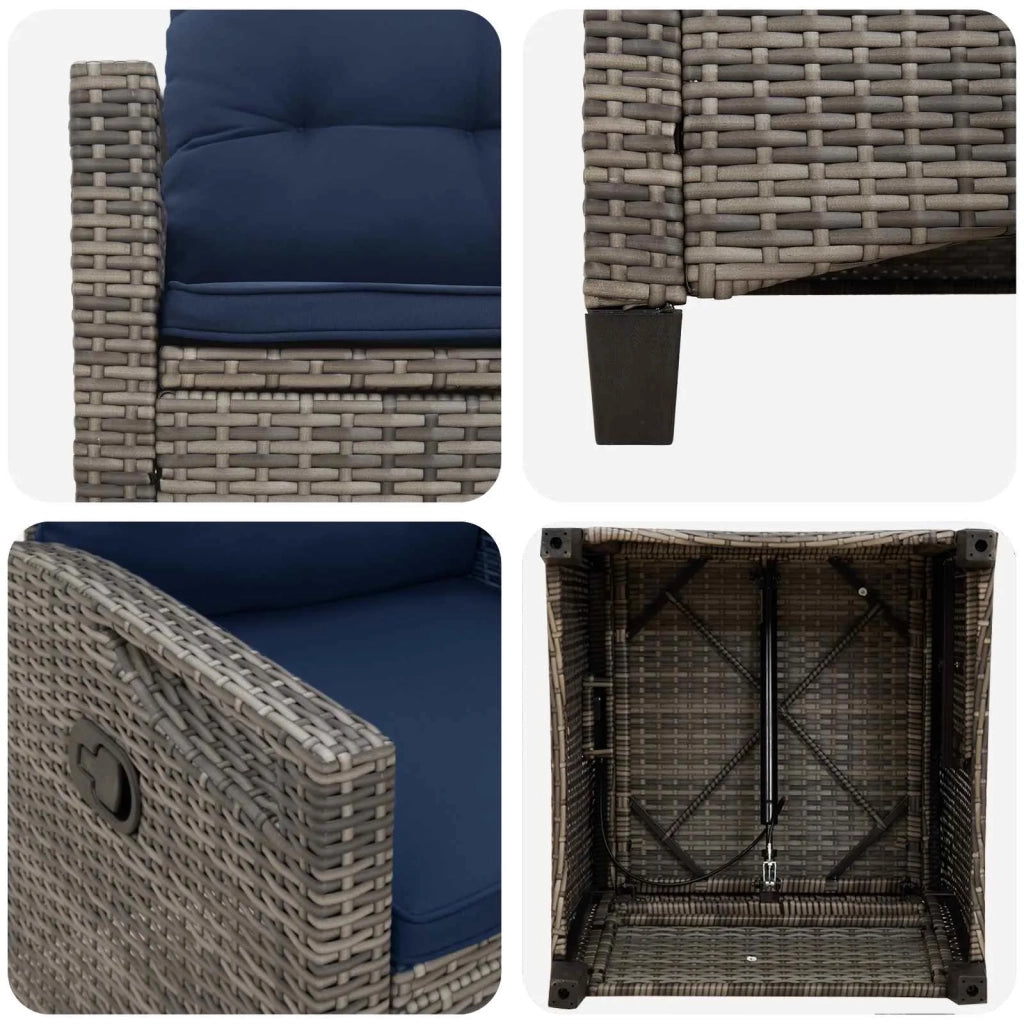 Sedia da Giardino 2 pcs grigio e blu navy 56 x 60 x 112 cm 42026837