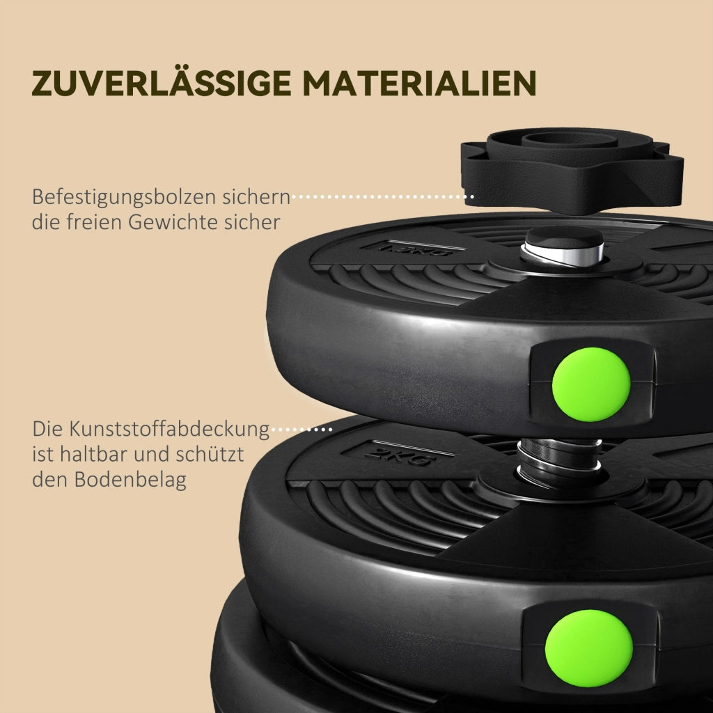 Set manubri 2 in 1 con bilanciere ¨C Minimal ¨C 30 kg, Nero/Verde