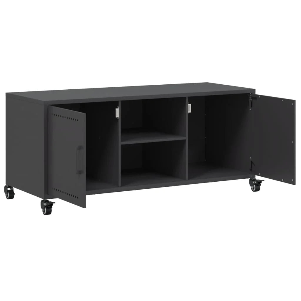 Mobile TV multimediale mensola TV credenza mobile TV sala da pranzo soggiorno camera da letto 100,5 x 39 x 43,5 cm acciaio nero 02_0025538