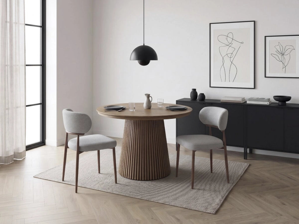 Set di 2 sedie da pranzo in finto legno "Elora" - Grigio chiaro