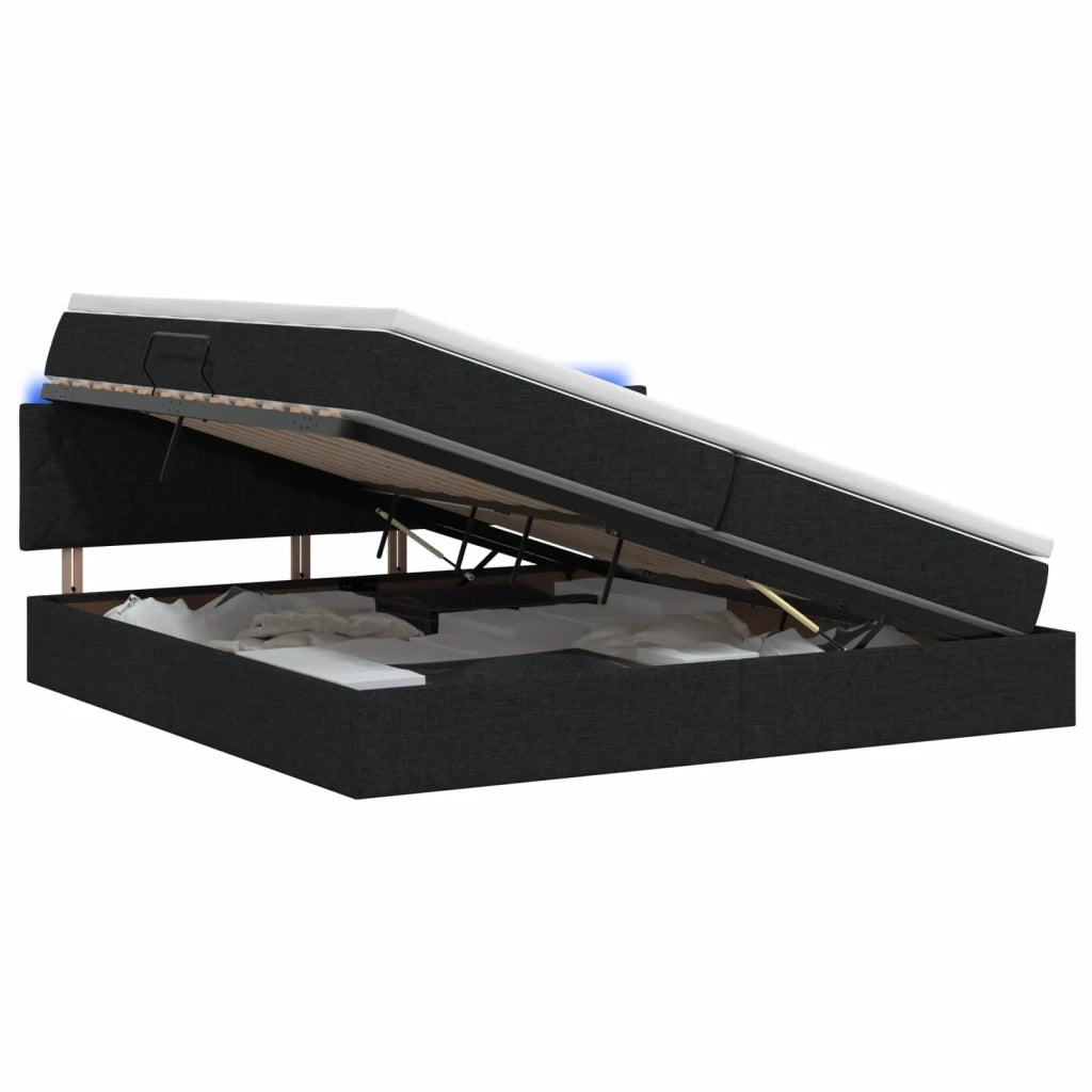 Letto con contenitore LED e materasso Nero 200 x 200 cm Tessuto 3459149