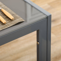 Set da Pranzo Tavolo e 4 Sedie in Similpelle Top in Vetro Temperato Grigio