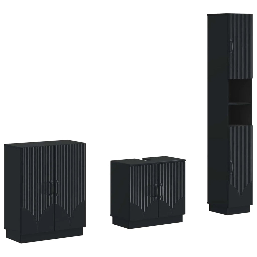 Set di armadietti da bagno in 3 pezzi HOORN Nero 3417469
