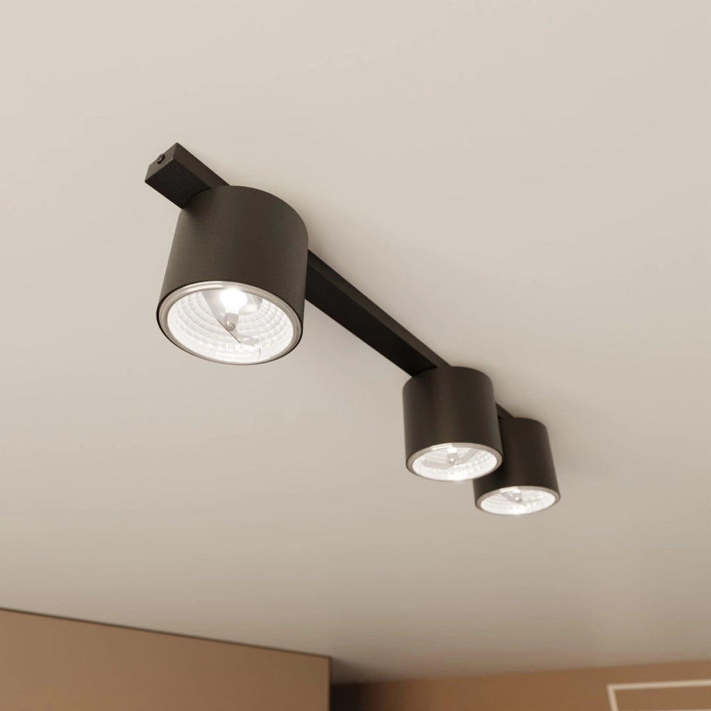Faretto da soffitto Nano in acciaio nero