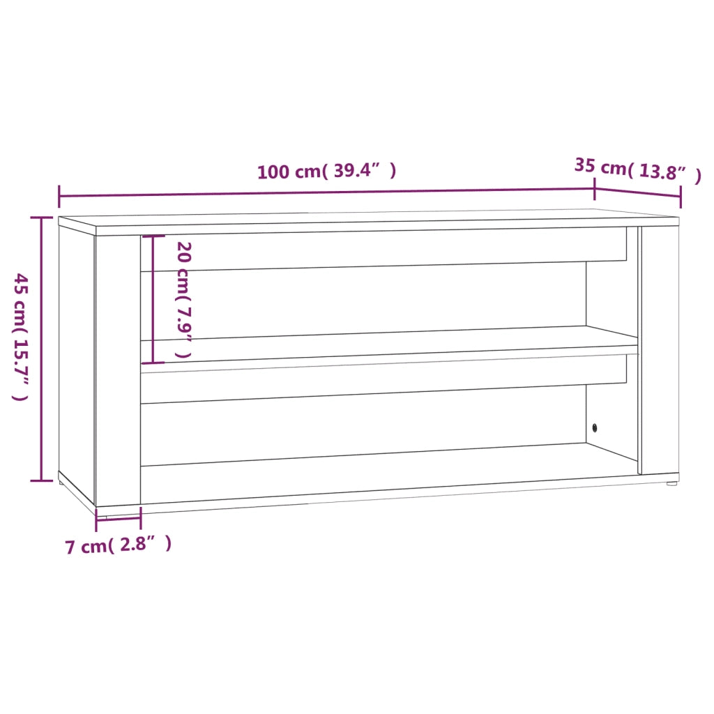 Scarpiera-Scaffale per scarpe Nera 100x35x45 cm in Legno Multistrato
