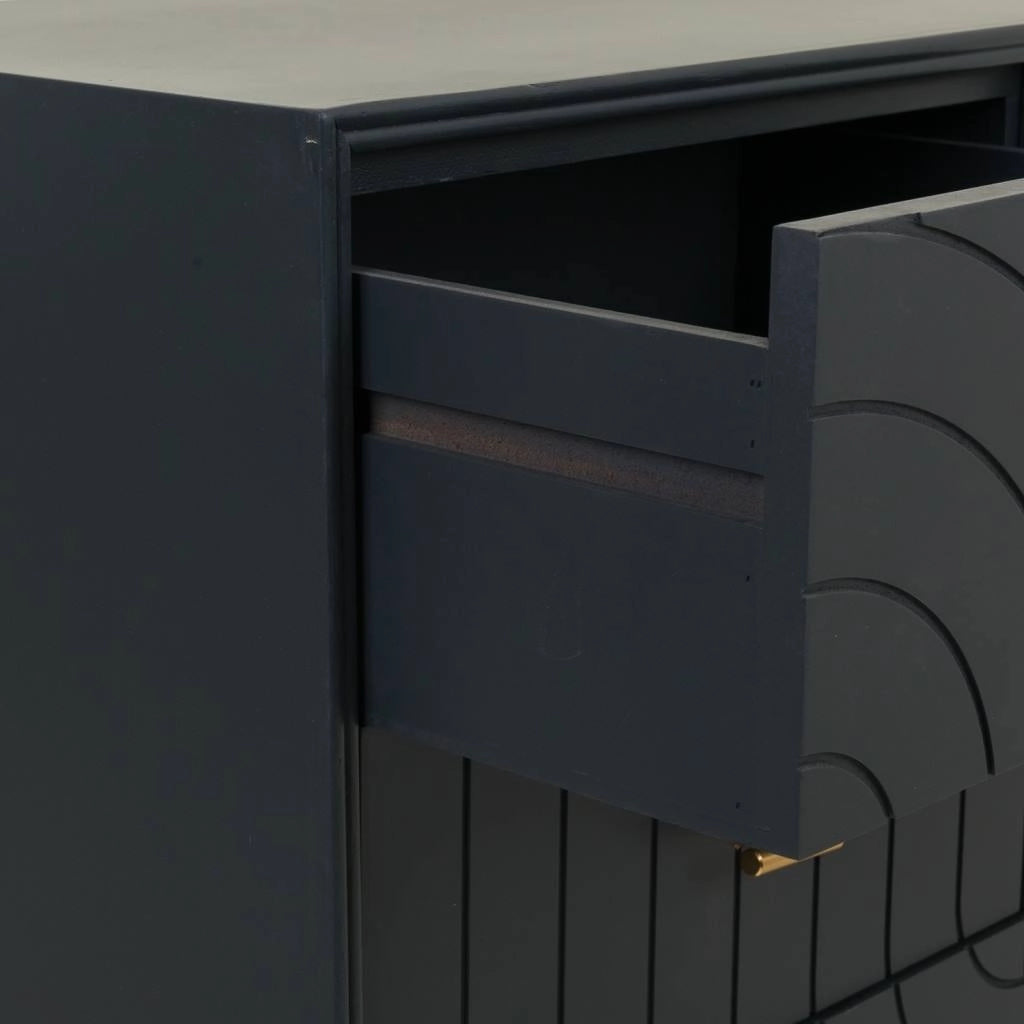 Cassettiera in legno grigio scuro metallo 80x37x78h