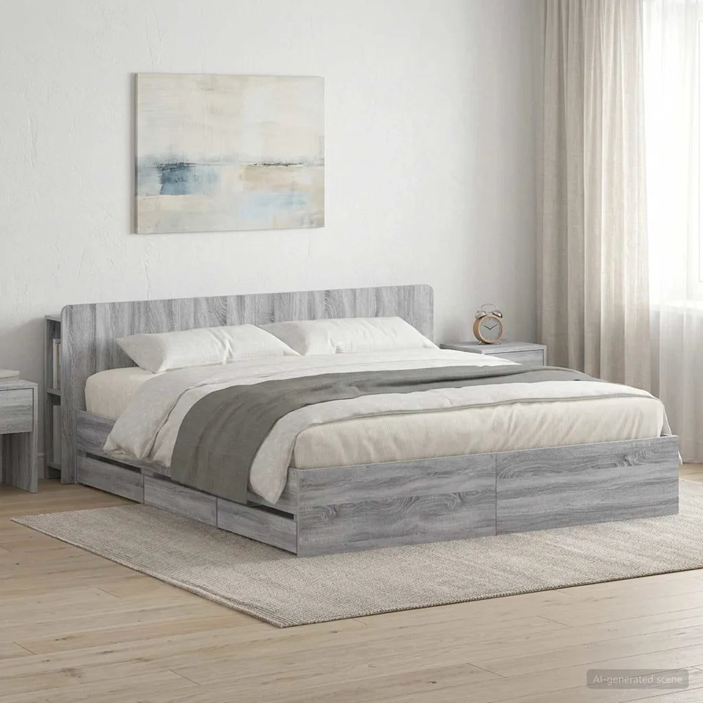 Telaio del letto con storage Sonoma grigio 200 x 200 cm