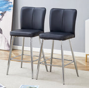 Sgabello da bar 54x54x51 cm con schienale ergonomico in PU e metallo nero e argento