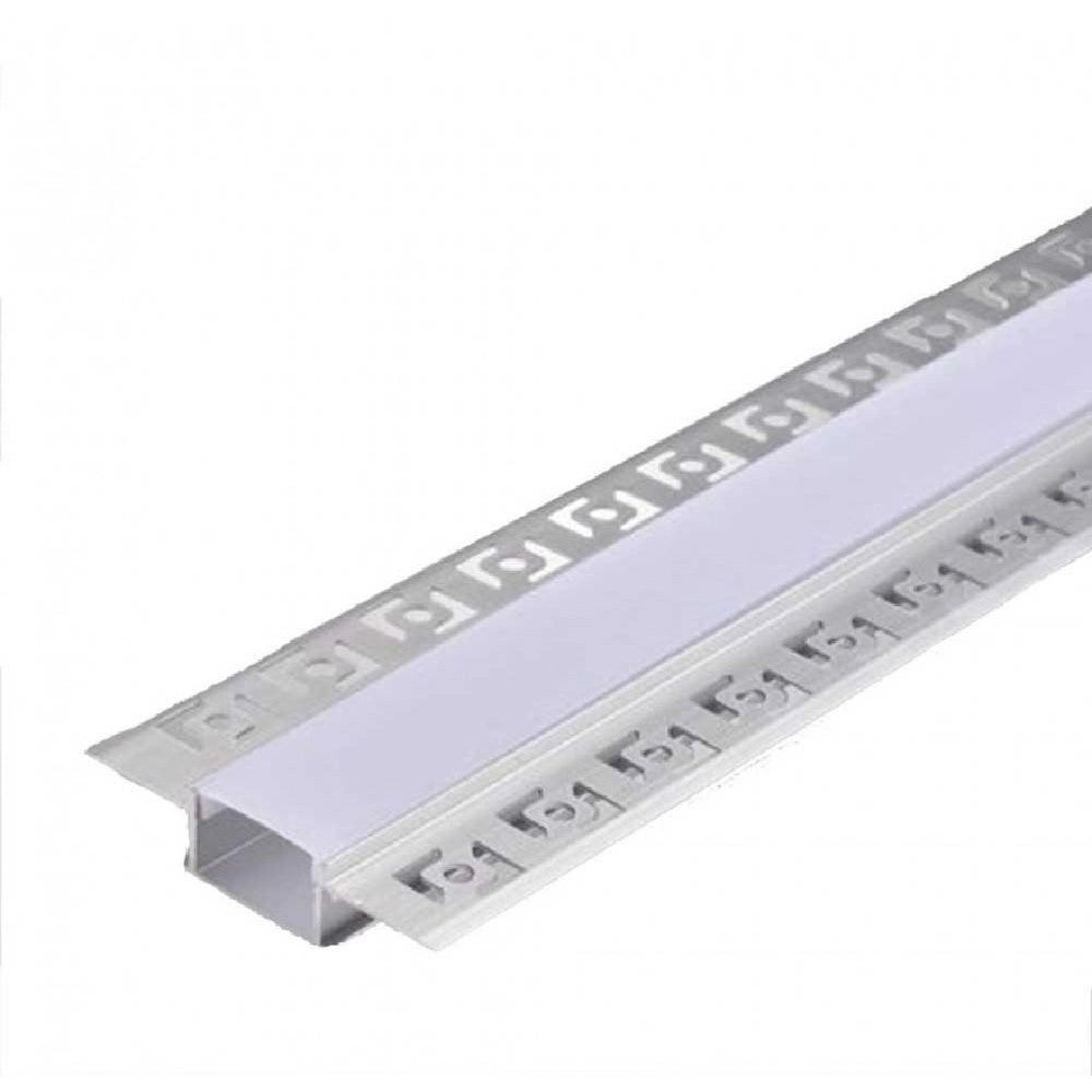 Trade Shop - Profilo Ad Incasso A Scomparsa Alluminio 2 Mt Copertura Opaca Strip Led Al-12 -